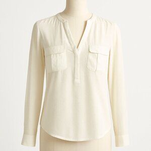 Maeve by Anthropologie Size 2 Cream Swiss Dot Long Sleeve Button Down Blouse